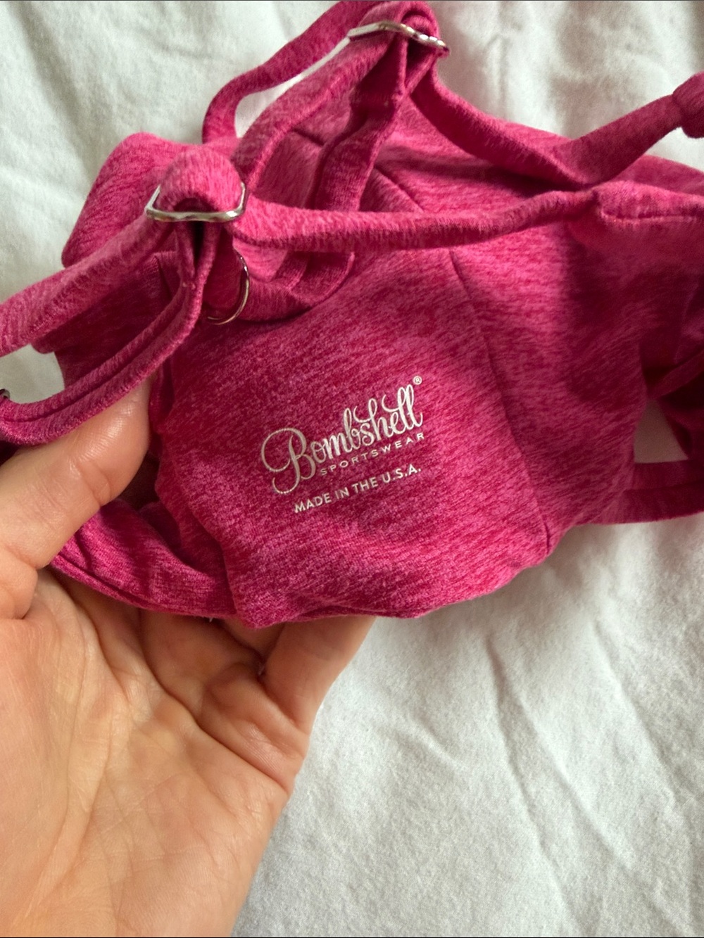Bombshell Sportswear Hot Pink Twist-Front Bralette - Picture 4 of 4